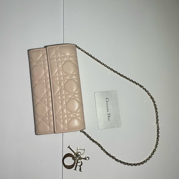 Dior Handbags - Lady‎ Dior Lambskin Wallet on a chain with Dior Charm Powder Pink